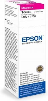 EPSON n Ink Cartridges,  T6643, 4 colour ink bottles, Singlepack,  1 x 70.0 ml Magenta (C13T66434A)