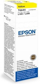 EPSON n Ink Cartridges,  T6644, 4 colour ink bottles, Singlepack,  1 x 70.0 ml Yellow (C13T66444A)