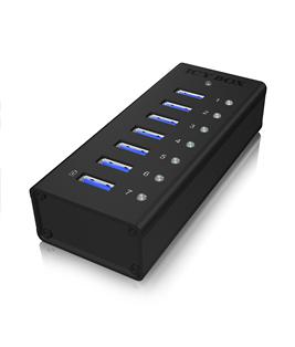 ICY BOX IB-AC618 USB Hub/Port 7x USB 3.0, 1x USB Charge, Aluminium,  Incl 12V Power Adapter (IB-AC618)