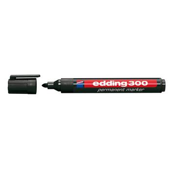 EDDING 300 Permanent Marker Bullet Tip 1.5-3mm Line Black (Pack 10) - 4-300001 (4-300001)