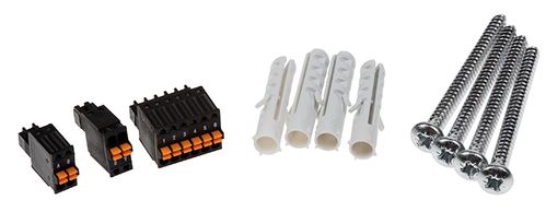 AXIS Terminal connectors for AXIS P7214 and AXIS Q7411. Includes 1 pcs TERMINAL CONN 6P STR 2.50MM 2 pcs TERMINAL CONN 2P STR 2.50MM rubber feet and mounting screws for the encoder. IN (5800-611)
