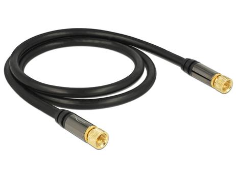 DELOCK Antennkabel,  RG6/U, skruvm F-kontakt hane - hane, 75 Ohm, svart (88918)