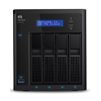 WESTERN DIGITAL WD My Cloud EX4100 WDBWZE0080KBK - NAS server - 4 bays - 8 TB - HDD 4 TB x 2 - RAID RAID 0, 1, 5, 10, JBOD, 5 hot spare - RAM 2 GB - Gigabit Ethernet - iSCSI support (WDBWZE0080KBK-EESN)