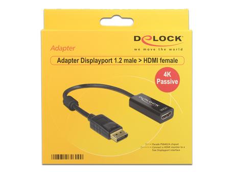 DELOCK Adapter Displayport 1.2 male > HDMI female 4K Passive black (62609)