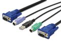 DIGITUS KVM-Kabel D-Sub15 -> 2xPS/2+USB+D-Sub15 St/St 1.80m