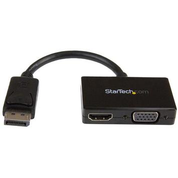 StarTech 2 in 1 Displayport Adapter - DisplayPort to HDMI or VGA - DisplayPort Adapter - 1920x1200 - Travel Adapter (DP2HDVGA) - videokonverter - svart (DP2HDVGA)
