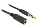 DELOCK Stereo Jack Extension Cable 3.5 mm 4 pin M-F 3m Black