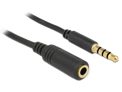 DELOCK Stereo Jack Extension Cable 3.5 mm 4 pin M-F 3m Black (84668)