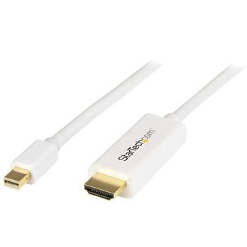 STARTECH StarTech.com Mini DisplayPort to HDMI Converter Cable - 3 ft (1m) - mDP to HDMI Adapter with Built-in Cable - (M / M) Ultra HD 4K - White (MDP2HDMM1MW) - Adapter cable - Mini DisplayPort male to HDMI  (MDP2HDMM1MW)