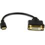STARTECH StarTech.com 8 in Mini HDMI to DVI Cable Adapter, DVI-D to HDMI (1920x1200p),  19 Pin HDMI Mini (C) Male to DVI-D Female, Digital Monitor Adapter Cable M/F, 3.9 Gbps Bandwidth,  Black - Mini HDMI to DVI (HDCDVIMF8IN)