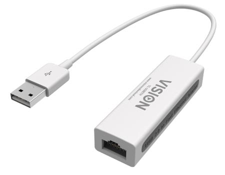 VISION N Professional installation-grade USB-A to RJ45 Ethernet network adapter - LIFETIME WARRANTY - 100/1000 mbps - fast ethernet mac - supports suspend/ resume detection logic and control endpoint - USB-A  (TC-USBETH)