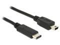 DELOCK USB 2.0 type C til Mini B 1m sort