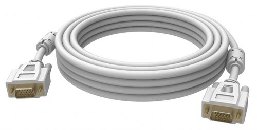 VISION Gold plated connectors - ferrite cores both ends - VGA (m) to VGA (m) - outer diameter 8.0 mm - 28 AWG - 5 m - white (TC 5MVGAP)