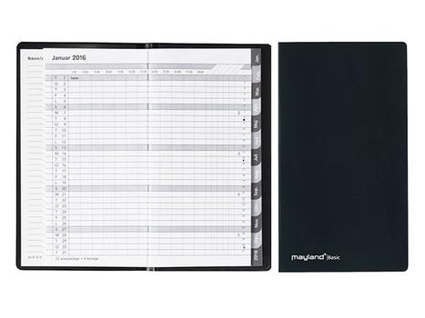 Mayland Basic månedskalender 0901 sort vinyl 9x17cm (16090100)