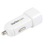 STARTECH WHITE DUAL USB CAR CHARGER APPLE M ANDROID DEVICES 17W/3.4A ACCS