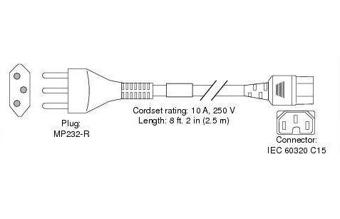 CISCO AC Power Cord CH C15 IEC60884-1 2.5m (CAB-C15-ACS=)