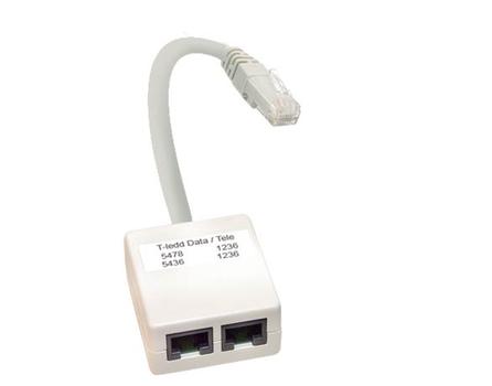 DCI RJ45 T-Ledd Tele/ Data,  15cm kabel Utnytt kabelstrekk til data og tele (10-0316)