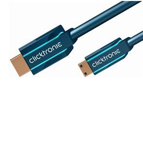 CLICKTRONIC HDMI kabel, HDMI han / HDMI mini han - Casual  - blå - 2,0 m. (70322)