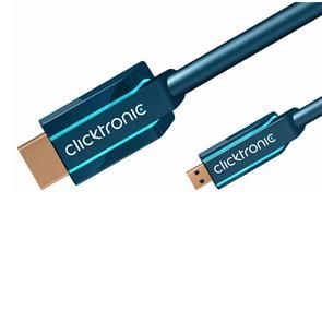 CLICKTRONIC HDMI kabel, HDMI han / HDMI micro han - Casual  - blå - 3,0 m. (70329)