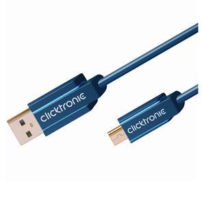 CLICKTRONIC USB 2.0 mini kabel, Type A han / 5-pin mini han - Casual - blå - 1,0 m. (70126)