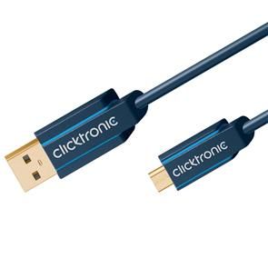 CLICKTRONIC USB 2.0 kabel, Type A han / micro B han - Casual - blå - 1,0 m. (64003)
