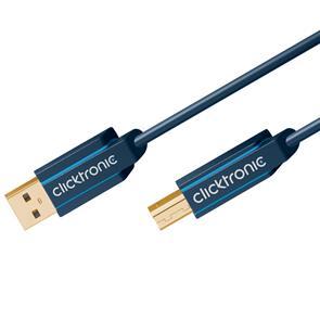 CLICKTRONIC USB2.0 A/B Cable. M/M. Blue. 3.0m Factory Sealed (70097)