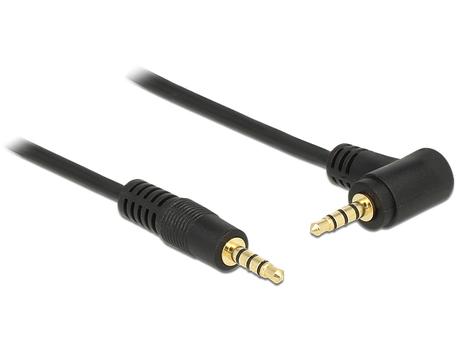 DELOCK Cable Stereo Jack 3.5 mm 4 pin male > male angled 1 m black (84737)