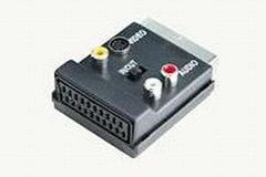GOOBAY 50312 Scart to Composite Video and S-Video Adapter with Scart Passthrough, In/Out, Black