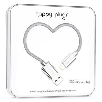 HAPPY PLUGS Lightning to USB Charge/ Sync Cable (2.0m) - Silv (9911 $DEL)