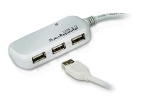 ATEN aktiv USB 2.0 förlängningskabel med 4-ports hubb, 12m (UE2120H)