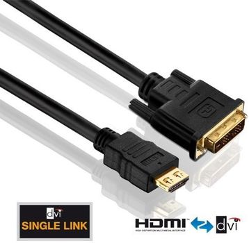 PURELINK HDMI DVI Cable - PureInstall,  1,0m - Black (Secure-Lock-System),  OFC - 3xShield (PI3000-010)