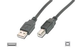 ASSMANN by Digitus USB kabel 3,0m, USB 2.0, Classic, sort, (A han:B han) støbte stik (AK-300105-030-S)