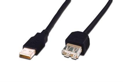 ASSMANN Electronic USB kabel 1,8m, USB 2.0, Basic, sort, (A han:A hun) støbte stik (AK-300200-018-S)