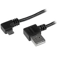StarTech 1m 3 ft Micro-USB Cable with Right-Angled Connectors - M/M - USB A to Micro B Cable - 3ft Right Angle Micro USB Cable (USB2AUB2RA1M) - USB-kabel - Micro-USB type B til USB - 1 m