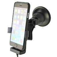 KRAM TELECOM Fix2Car Active Holder w/suction cup For Apple iPhone 6 with cover With 12/ 24V/ 2, 1A USB carcharger  Incl. Griffin charging & data cable (60265)