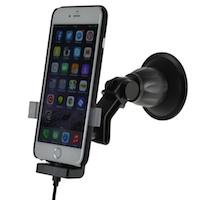 KRAM TELECOM Fix2Car Active Holder w/suction cup For Apple iPhone 6 Plus with cover With 12/ 24V/ 2, 1A USB carcharger  Incl. Griffin charging & data cable (60275)