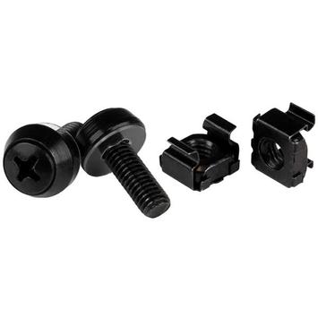 StarTech M6 x 12mm Screws and Cage Nuts - 100 Pack - M6 Mounting Screws and Cage Nuts for Server Rack and Cabinet - Black (CABSCREWM62B) - skruer og muttere til rack (CABSCREWM62B)