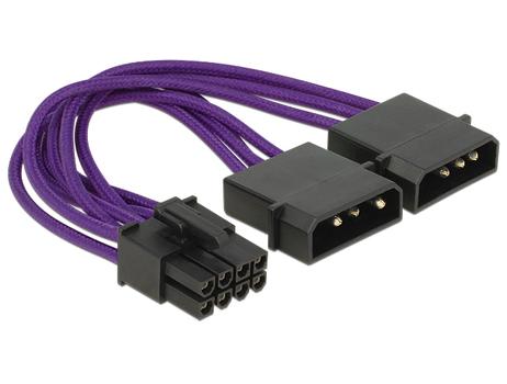 DELOCK adapterkabel,  8-pin PCI-Express till 2x4-pin, 0,15m (83705)