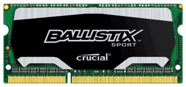 Crucial Ballistix Sport - DDR3 - 4 GB - SO DIMM 204-pin - 1600 MHz / PC3-12800 - CL9 - 1.35 V - ikke-bufret - ikke-ECC (BLS4G3N169ES4J)