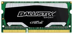 Crucial Ballistix Sport - DDR3 - 4 GB - SO DIMM 204-pin - 1600 MHz / PC3-12800 - CL9 - 1.35 V - ikke-bufret - ikke-ECC