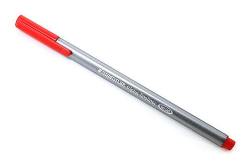 STAEDTLER Triplus Fineliner Pen 0.8mm Tip 0.3mm Line Red (Pack 10) 334-2 (334.2)