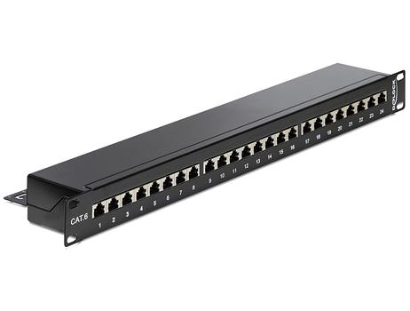 DELOCK 19 Patchpanel 24-Port Cat6 geschirmt schwarz (43298)
