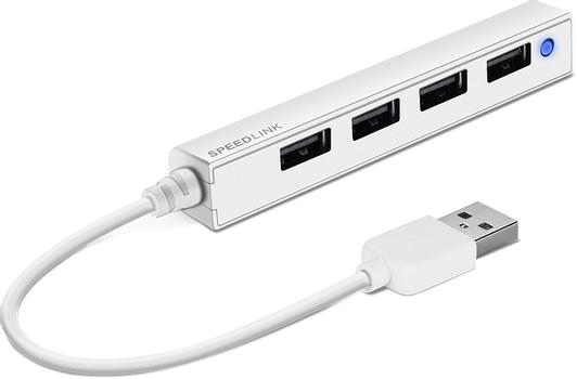 SPEEDLINK - SNAPPY SLIM USB Hub, 4-Port, USB 2.0, Passive, White (SL-140000-WE)