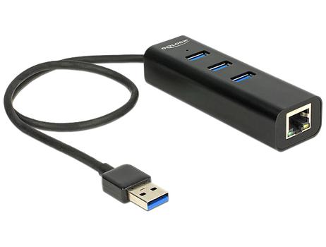 DELOCK USB3 Hub 3 Port + 1 Port Gigabit LAN (62653)