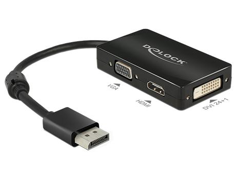 DELOCK Adapter DP male - VGA/ HDMI/ DVI female black (62656)