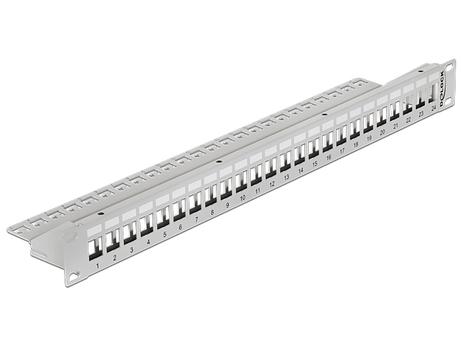 DELOCK Patchpanel 1HE 24 Keystone Ports grau (43302)