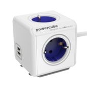 ALLOCACOC PowerCube Extended USB incl. 1,5 m Cable blue Type F (1406BL/DEEUPC)