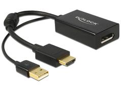 DELOCK HDMI till Displayport adapter, 4K, HDMI ha, DP hona, svart