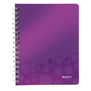 LEITZ notesblok WOW spiral A5 PP linjeret 80 s. m/hul violet (46390062*6)