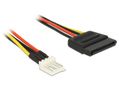 DELOCK 4-PIN mini-strømforsyningsforbinder (male) - 15 pin Serial ATA strøm (male) Sort Rød Gul 40cm